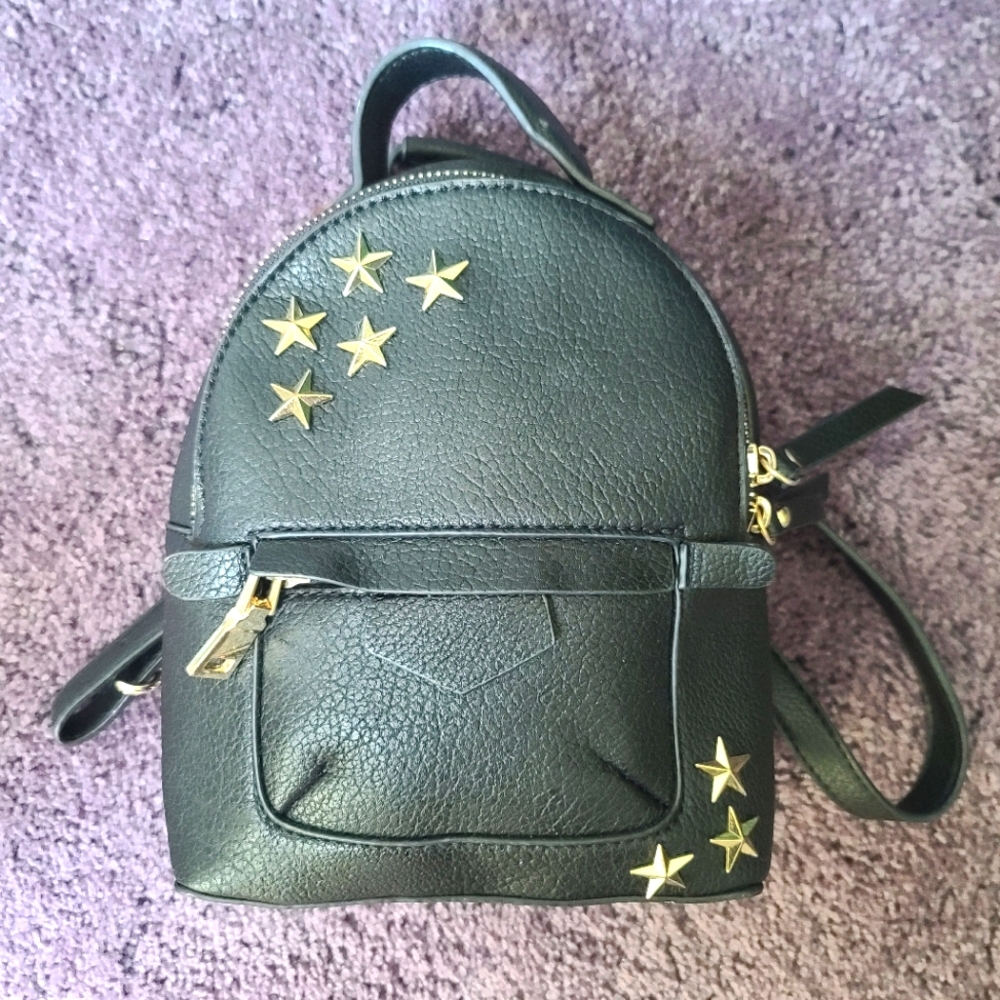 Black Star-Embellished Mini Backpack